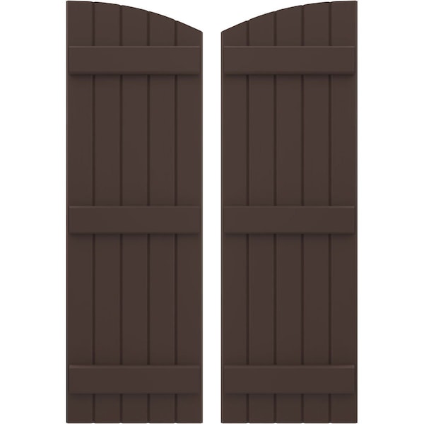 Ekena Millwork Americraft 5-Board (3 Batten) Wood Joined Board-n-Batten Shutters w/Ellipt Top, ARW401BE518X77TBH, PR ARW401BE518X77TBH - main